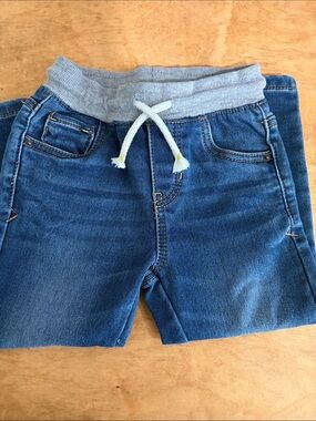Cat and Jack Size 3T Blue Denim Jeans with Grey Knit Waistband